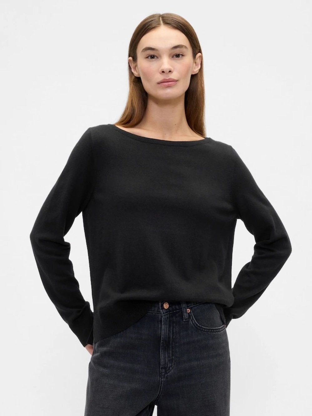 New with tags - GAP - Bella Boatneck Lightweight Sweater in black. Medium